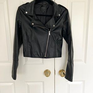 Dynamite - crop leather jacket- size: small - black